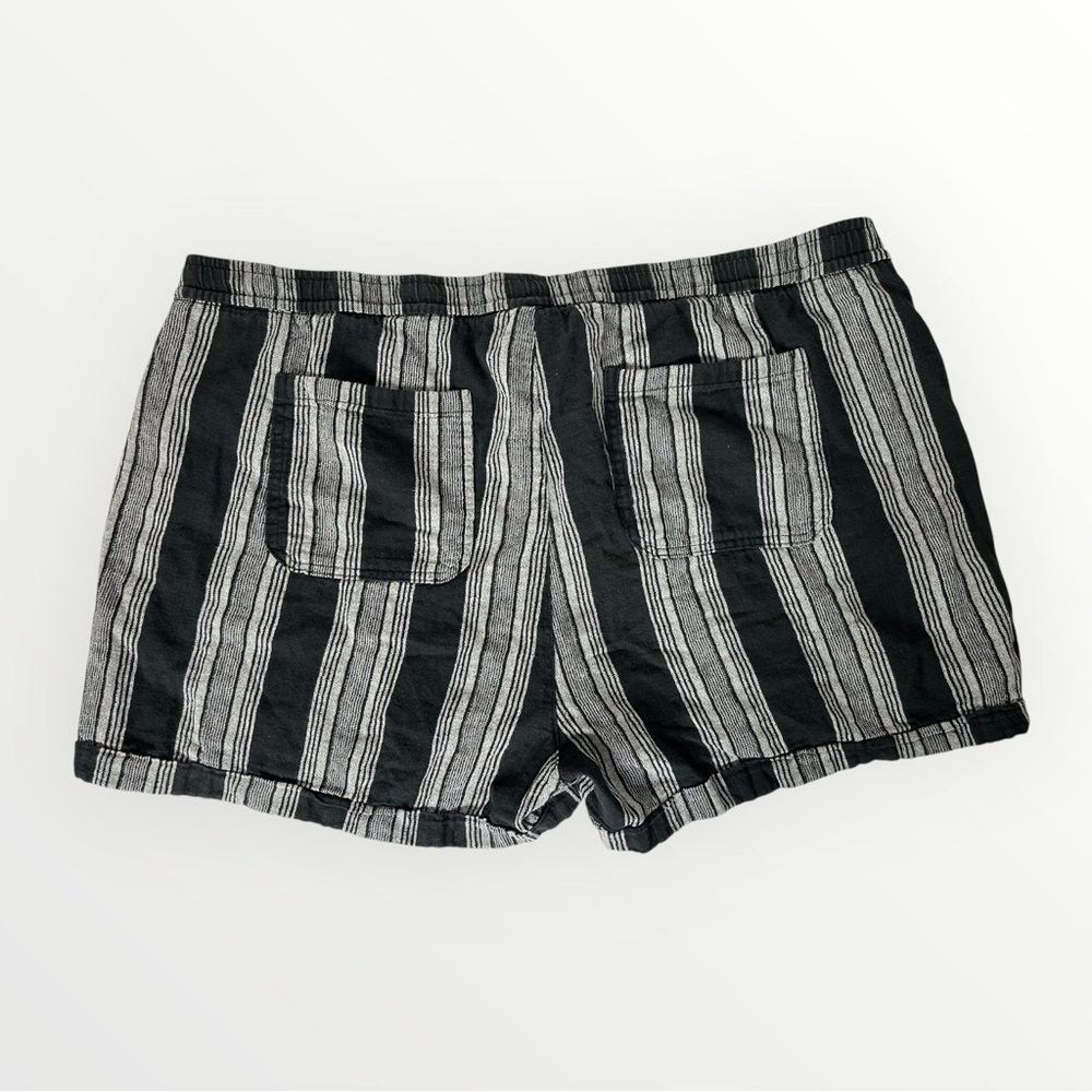 Old Navy Black Gray Striped High-Rise Womens Plus XXL Linen Blend Shorts - Picture 2 of 5